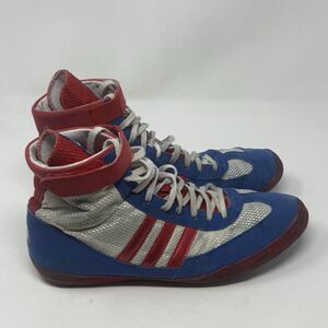 Adidas Combat Speed 4 Wrestling Shoes Mens 11.5 Red White Blue Suede Mesh 2013
